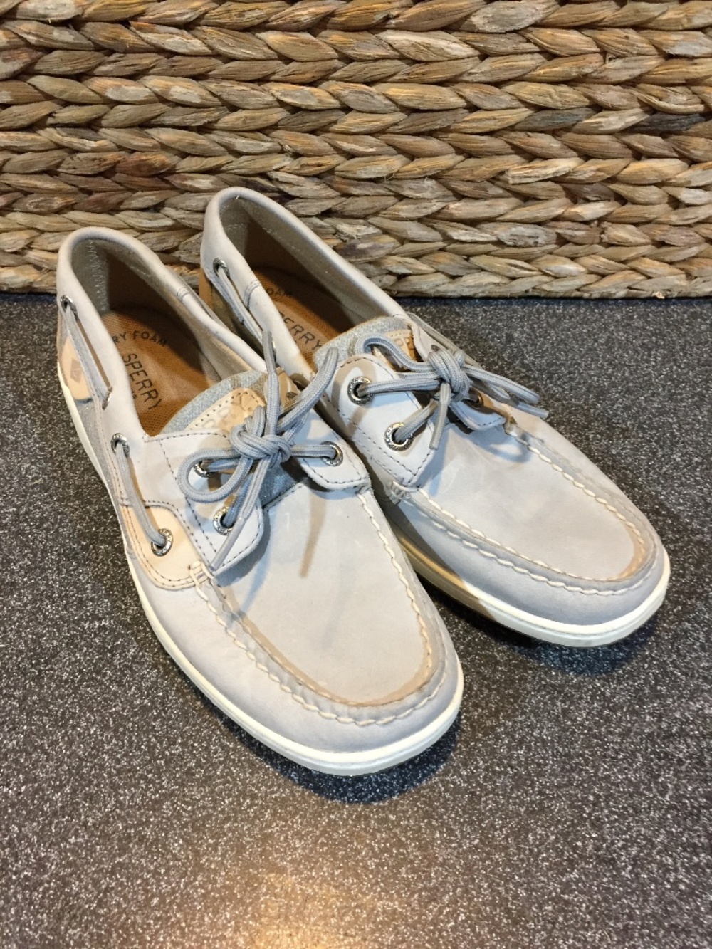 Sperry Top-Sider Light Gray and Beige Boat Shoes